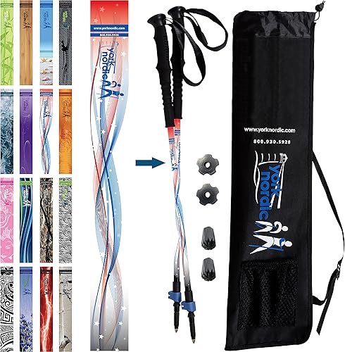 York Nordic Bastones de senderismo y senderismo Puños de espuma con correa nórdica Ligeros, ajustables e ideales para el equilibrio 2 piezas con