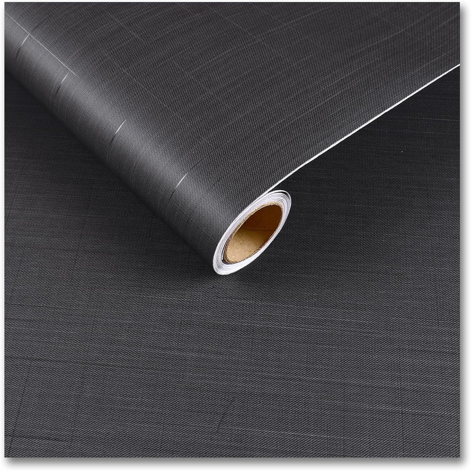 CRE8TIVE Dark Grey Grasscloth Wallpaper 12"x354" Textured Wallpaper