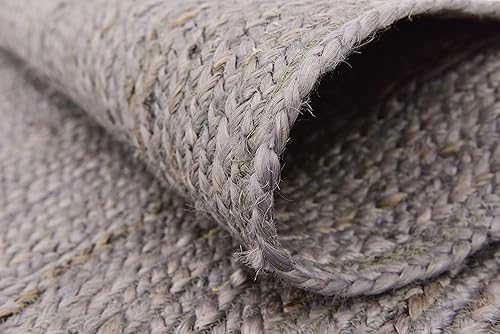 Miniatura 9 de Unique Loom Alfombra trenzada de la colección de yute - Dhaka (2 pies 7 pulgadas x 6 pies 1 pulgada, color gris)