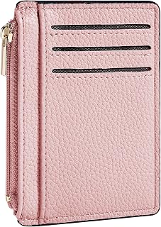 Credit Card Holder for Women Slim Minimalist Front Pocket RFID Blocking Wallet Small Compact Card Case with ID Window, Dusty Pink