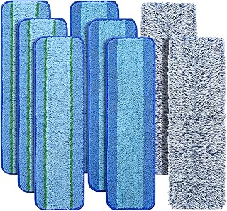 8 Pack Mop Pads Replacement for Bona Family of Mops, Washable & Reusable Microfiber Cleaning Pad for Hardwood and Multi-Surface (3 Deep Clean Pads + 3 Microfiber Cleaning Pads + 2 Dusting Pads)
