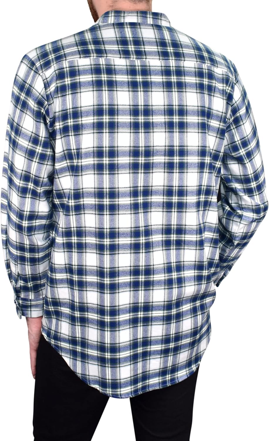 Flannel Cotton Grandfather Shirt LV38 Douglas Blue Tartan (Medium)