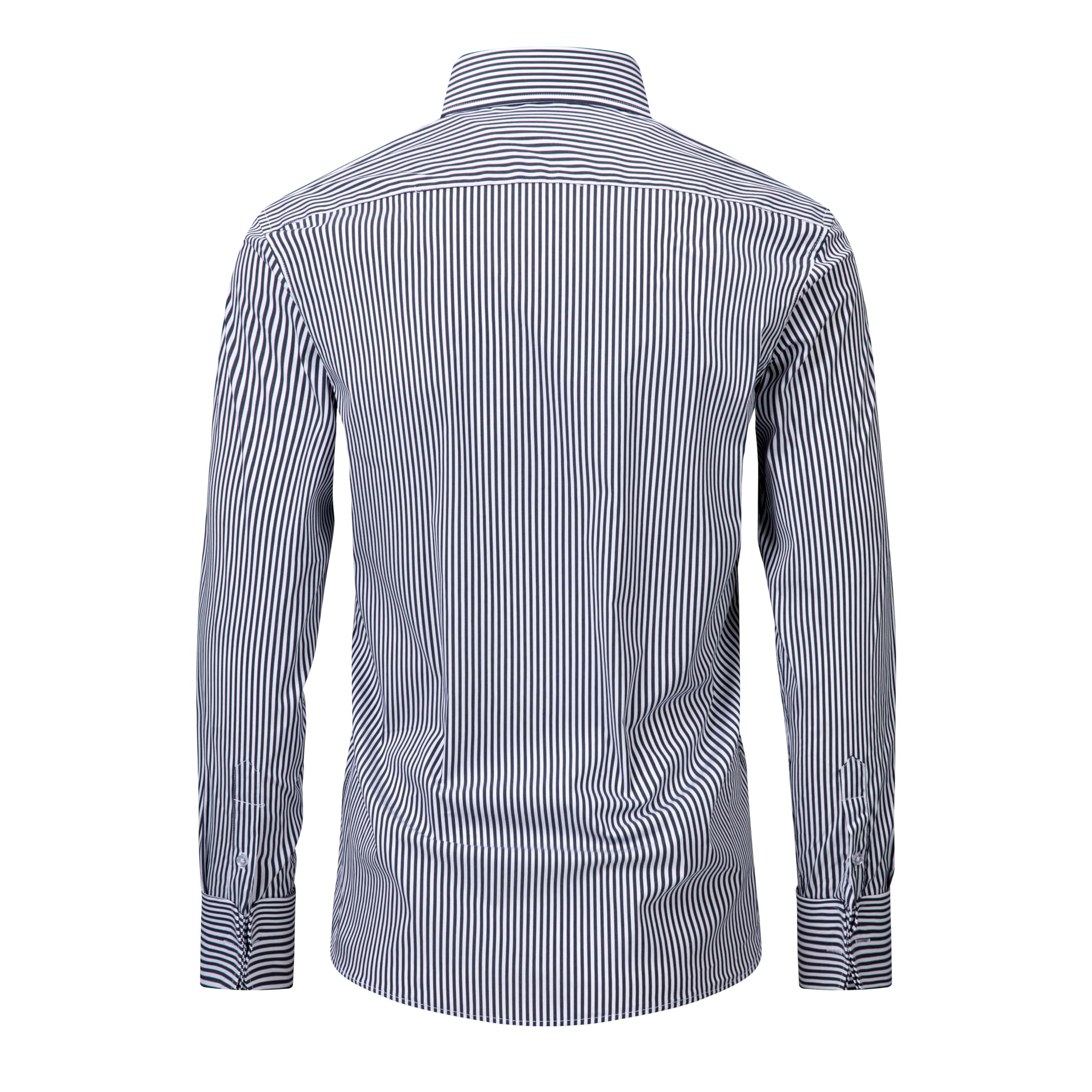 Camicia da uomo a righe elasticizzata, colletto Windsor, polsini francesi, camicia formale a maniche lunghe per ufficio e lavoro
