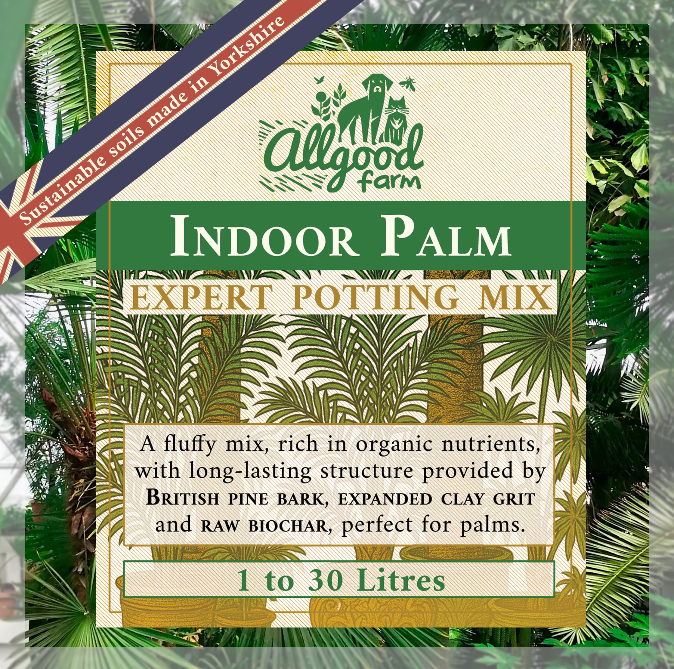 Allgood Farm Indoor Palm Soil - Expert Potting Soil Mix for Kentia, Areca, Chinese Fan, Parlour Palm (3 Litres)