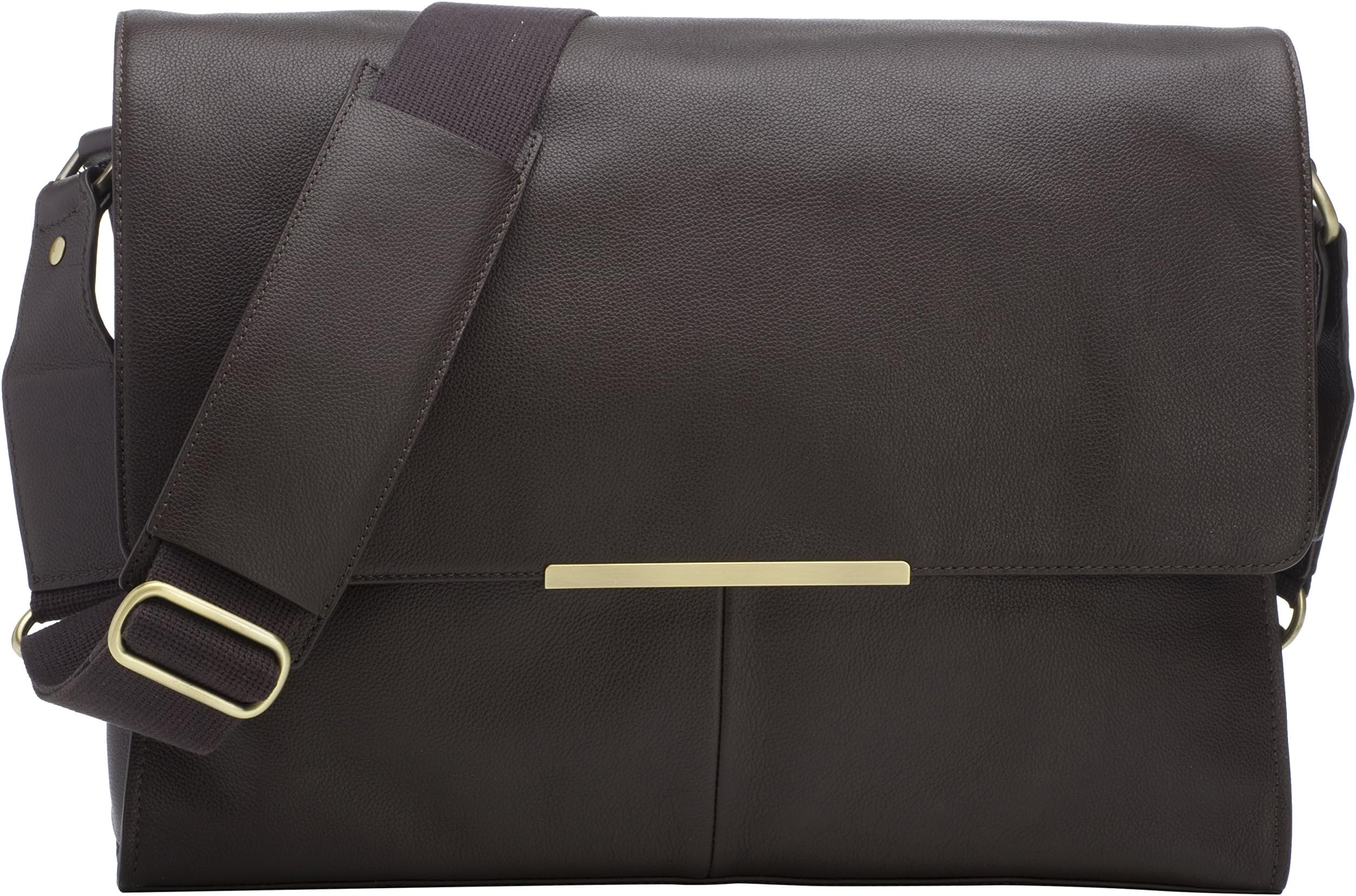Alex Leather Messenger Bag for 15-Inch Laptop - Espresso
