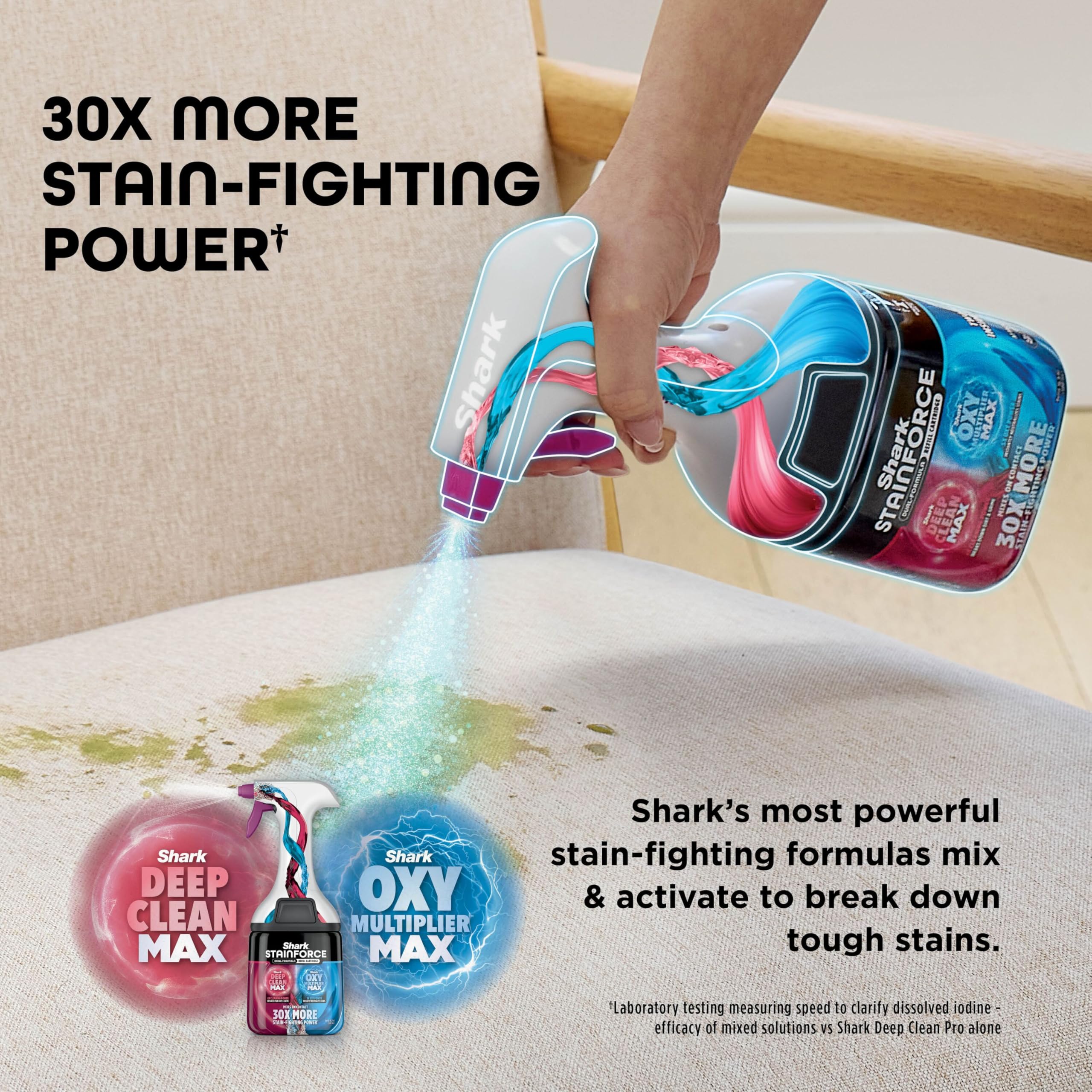 Shark StainForce Cordless Spot Cleaner Lightweight & Portable Spot, Stain, & Odour Eliminator for Carpets, Upholstery, Cars, with Storage Caddy, Accessories and 500ml Cleaning Solution, HX100UKT — view 4