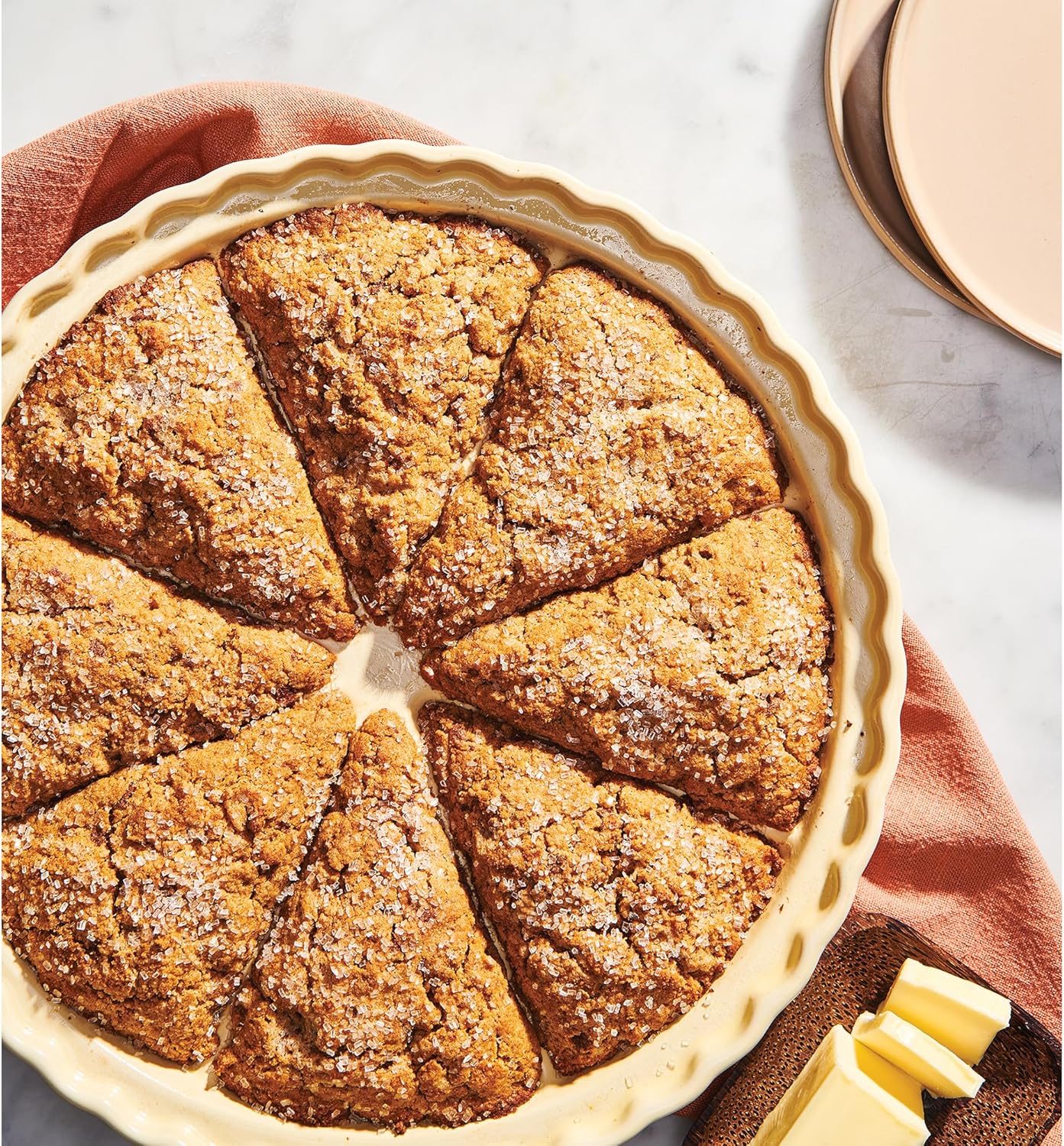 King Arthur Baking Company Ceramic Scone Pan, Ceramic, Distributes Heat Evenly, Makes 8 Uniform Scones