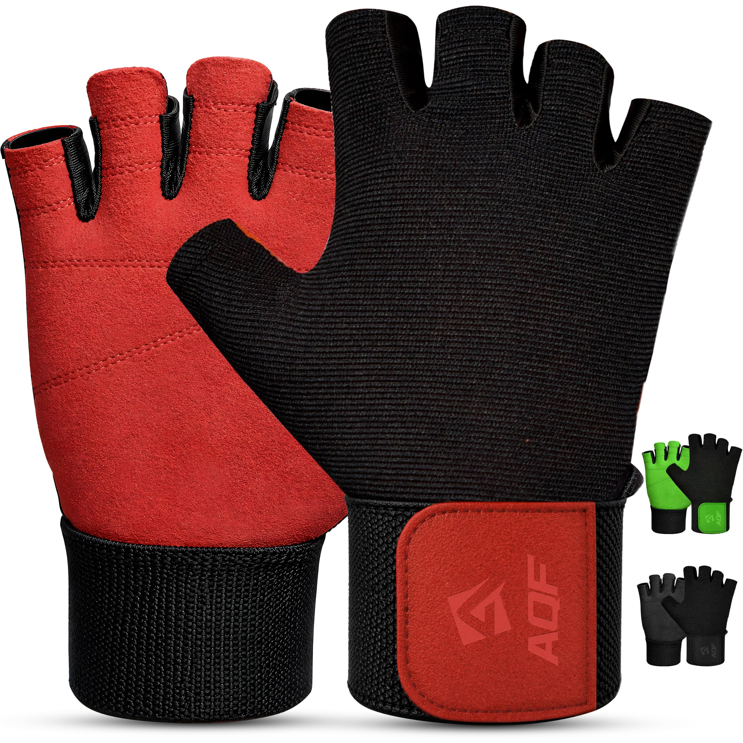 AQF Weight Lifting Gloves, Breathable Gym Gloves with Suede Leather Palm