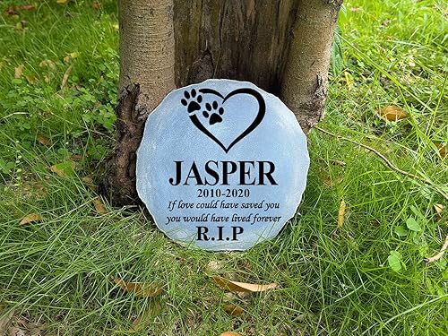 Miniatura 8 de Piedra conmemorativa personalizada para perros y gatos, piedra conmemorativa personalizada para mascotas con huella de pata, regalo por pérdida de