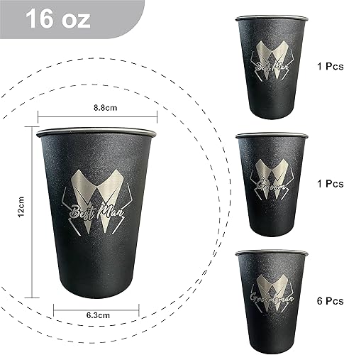 Miniatura 10 de Juego de 8 regalos para padrinos de boda, accesorios de despedida de soltero, vasos de acero inoxidable, regalos de propuesta de padrinos de boda,