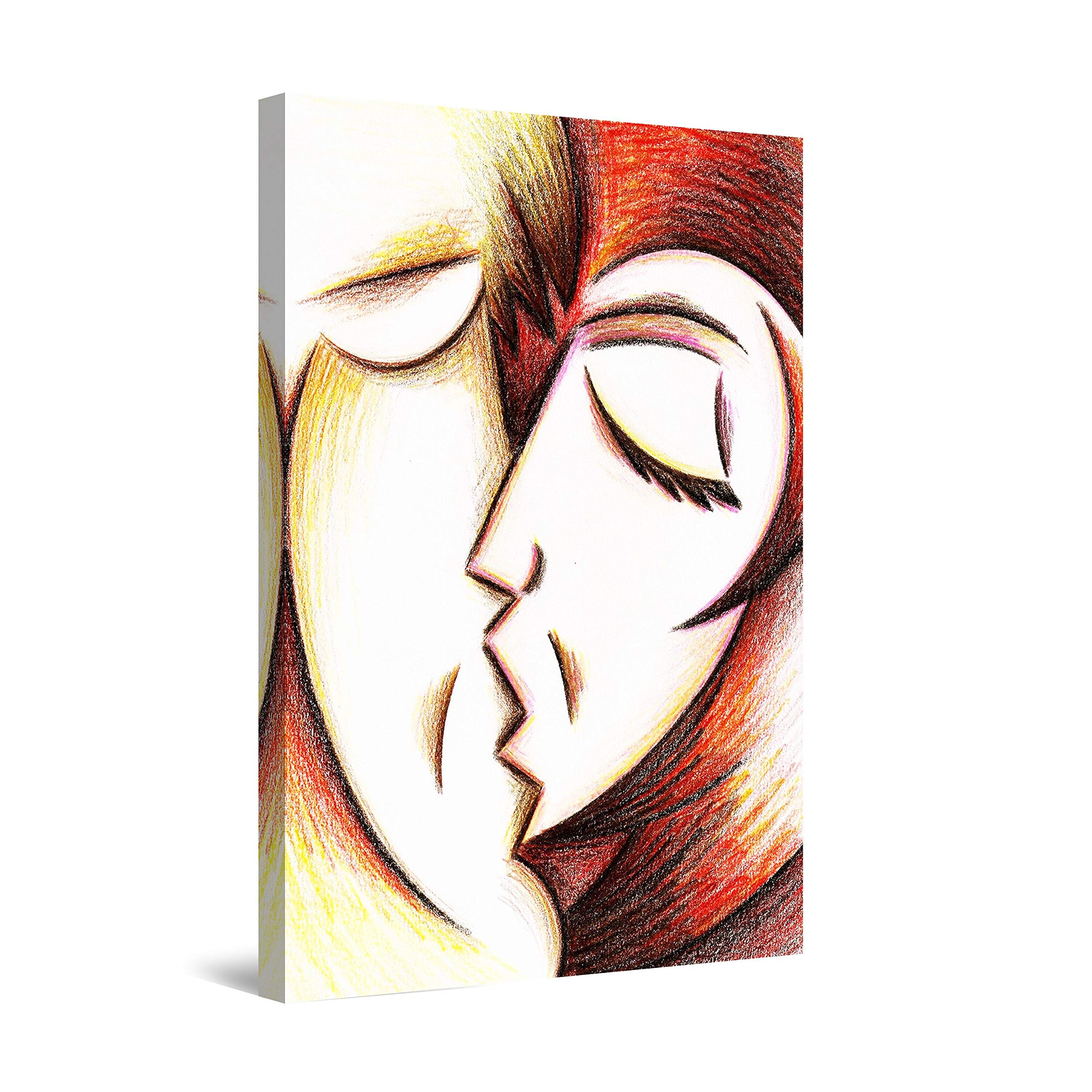 Startonight Canvas Wall Art The Kiss Adam and Eve, Love Romantic Painting Framed Wall Decor 24" x 36"