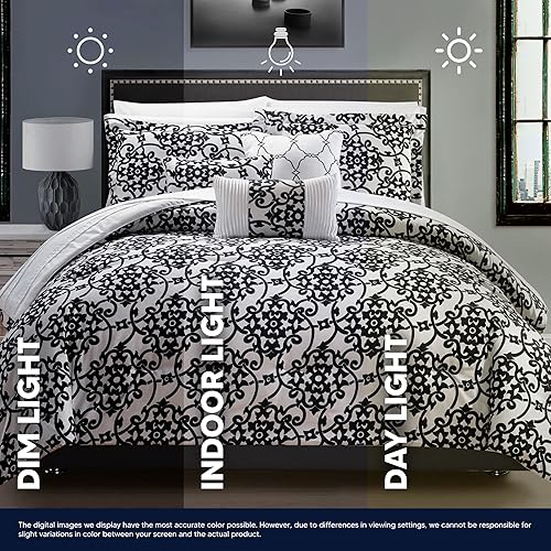 Miniatura 9 de Chic Home CS2429-AN Lea  Juego de cama reversible de 10 piezas en una bolsa de edredón con volantes y plisado y con estampado de motivos, juego de