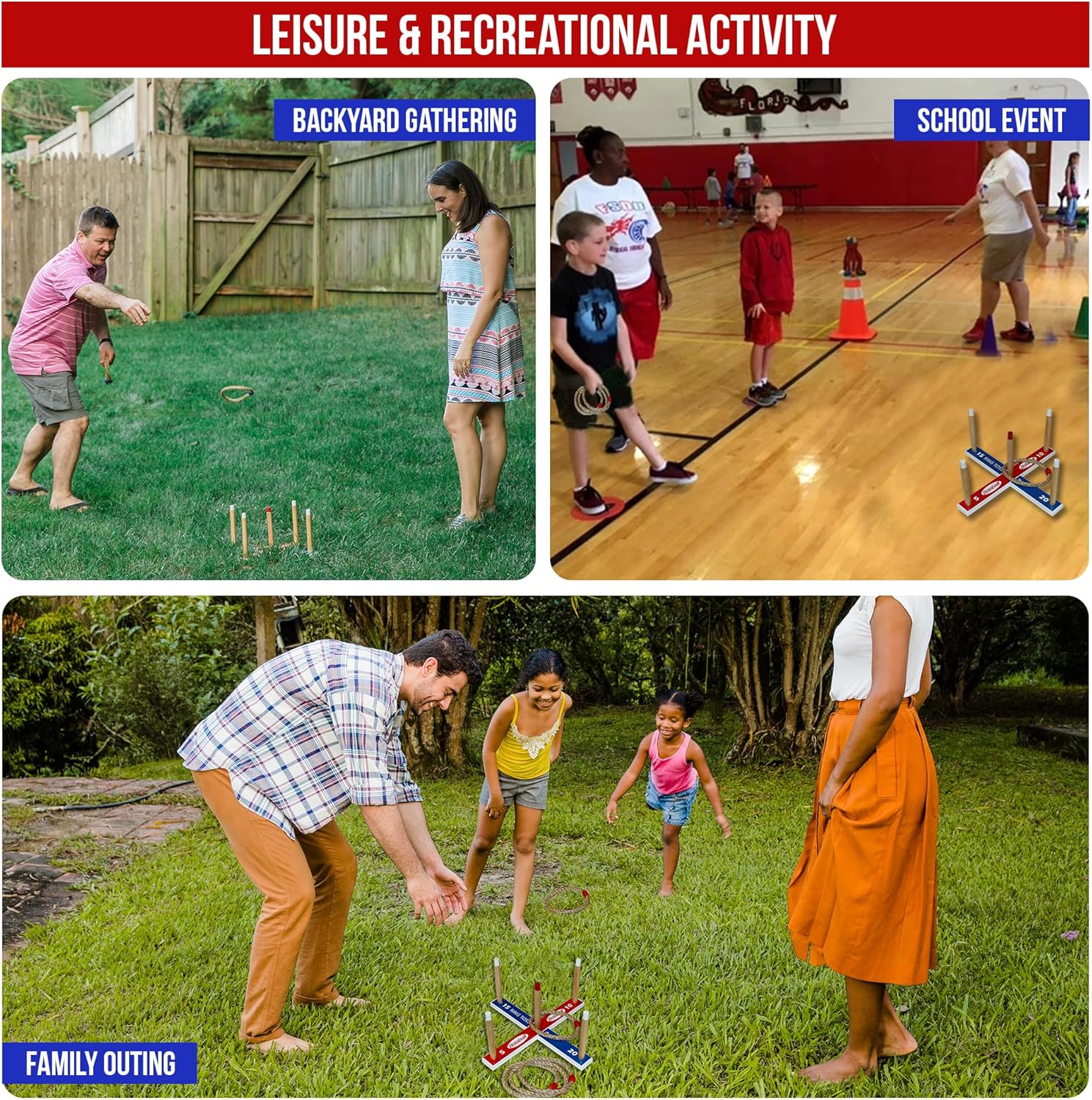 Outdoor Fun Bundle: Bolaball Giant Wooden Dice Set & Ring Toss Game | Yard Games for Family, BBQ, Parties, and Picnics