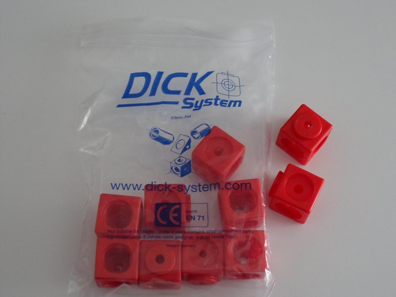 10 x 3.4 cm edge length push-in cubes for demonstration or promotion ...