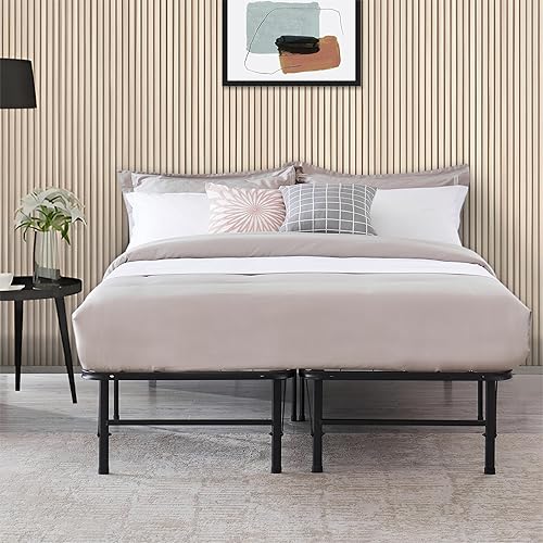 Naomi Home Base de cama de metal individual XL, cama de plataforma de metal de 14 pulgadas con base de colchón de listones de acero resistente (no