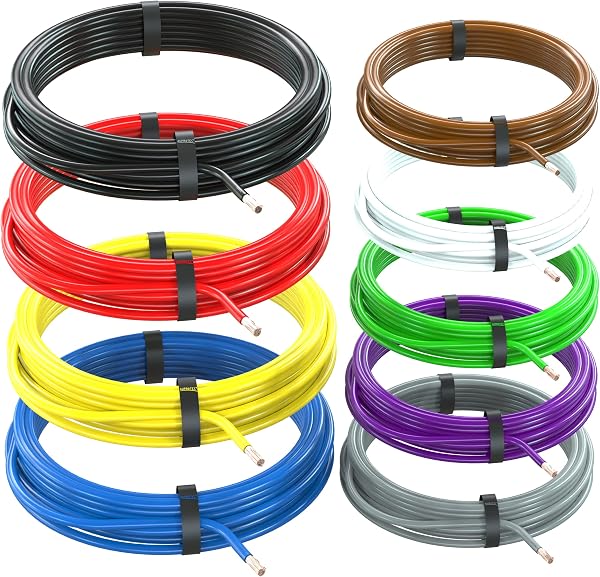 Câble pour l'automobile AUPROTEC - 0,75 mm² FLRY-B en anneau - Ensemble de 9 couleurs de 5 m - 1