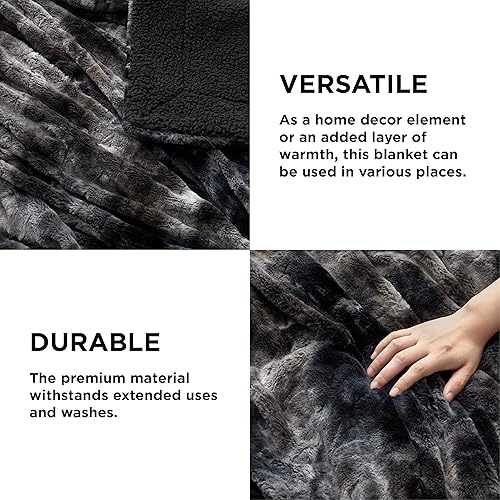 Miniatura 5 de Bedsure - Manta mullida tamaño Queen, color negro, sherpa suave y cómoda, felpa y pelo sintético, mantas reversibles Queen para cama, 90 x 90