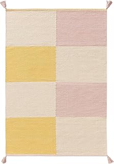 benuta Lytte Kinderteppich Anton - Multicolor/Gelb 90x130 cm - 100% Baumwolle - Rechteckig & im Style: Kindermotive, Scandi Living - Pflegeleicht für Wohnzimmer Schlafzimmer