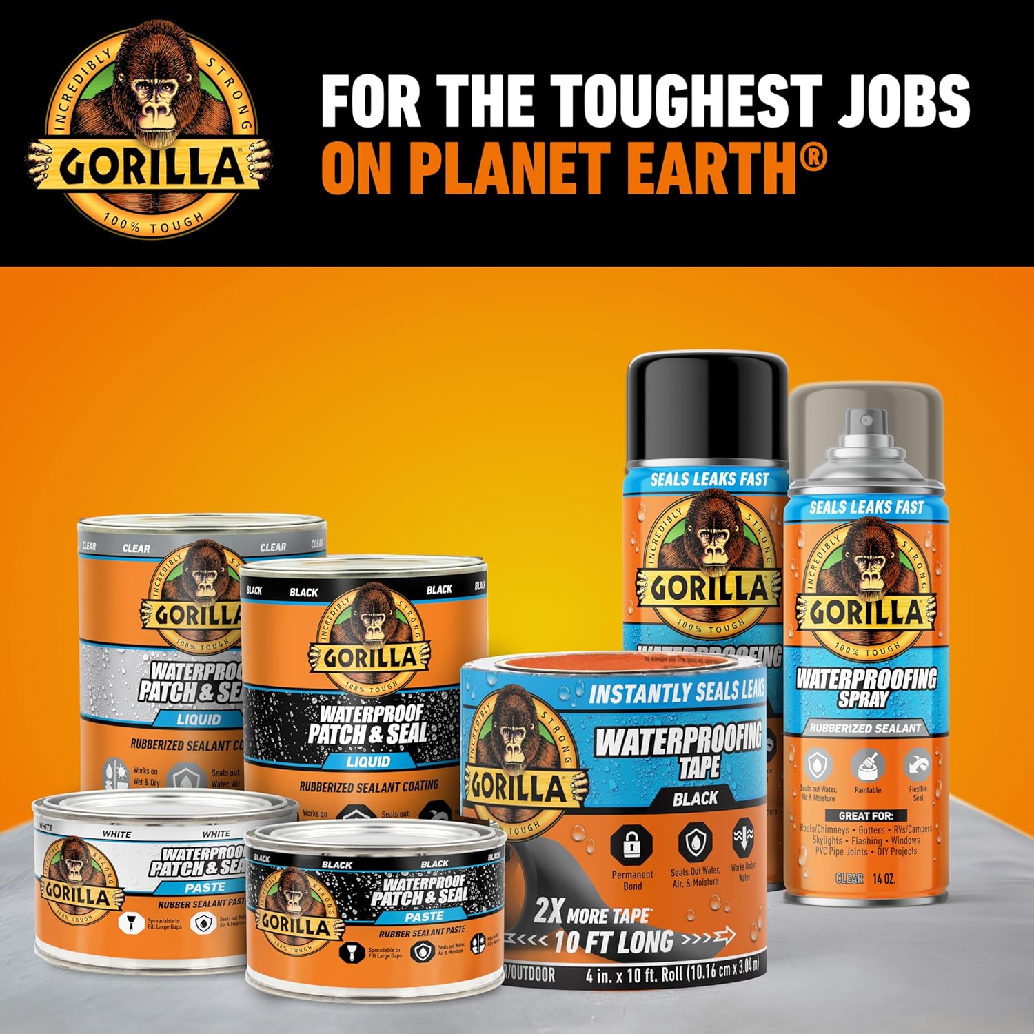 Gorilla Waterproof Patch & Seal Tape, White Tape, 4" x 10' (Pack of 1) - Permanent Weather Resistant Seal for Leaks and Repairs