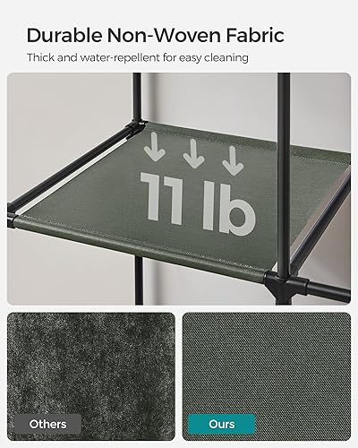 Miniatura 4 de SONGMICS Armario portátil, organizador de armario con tapa, 4 varillas para colgar y estantes, 4 bolsillos laterales, 66.9 x 17.7 x 65.7 pulgadas,