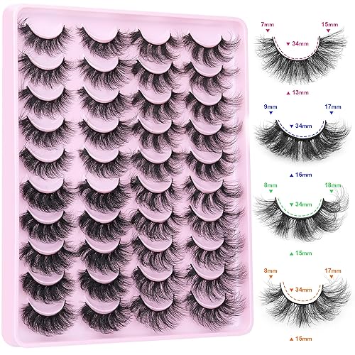 Miniatura 2 de Geeneiya, 20 pares de pestañas postizas esponjosas y finas, de 0.76 pulgadas, aspecto natural, 5D, volumen 5D, pestañas que parecen extensiones de 4