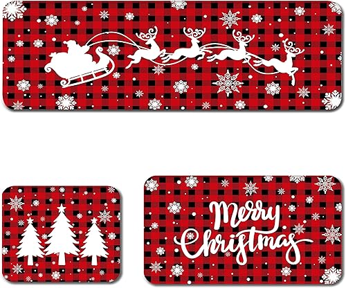 Miniatura 7 de Lnond Tapete de cocina antifatiga, juego de 3 piezas con tapete para secar platos, antideslizante, impermeable, lavable, acolchado, para kichen,