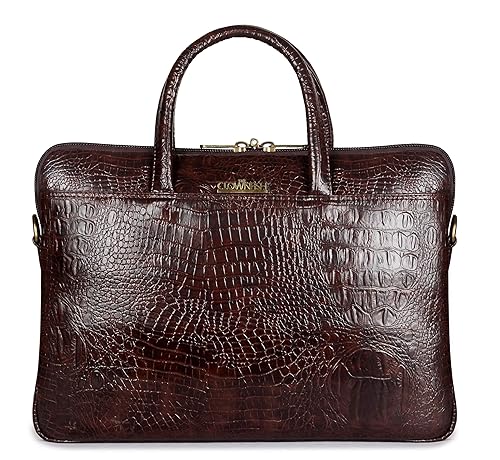 The Clownfish Crocodilan Unisex 14 inch Laptop Messenger Bag (Rust Brown)