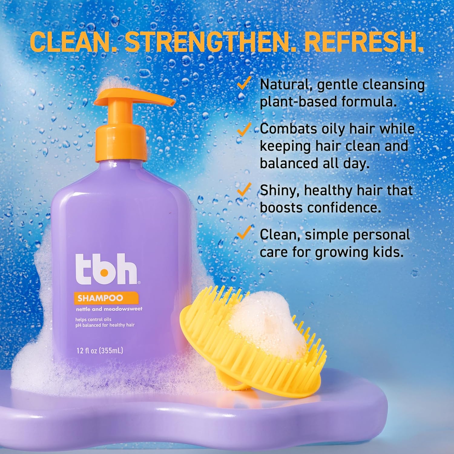 TBH Teen & Kids Shampoo - Lightweight and Detangling Hydrating Hair Shampoo for Dry, Oily, Fine, Curly, and All Hair Types - Tween and Kids Shampoo - Sulfate, Paraben Free- 32 oz