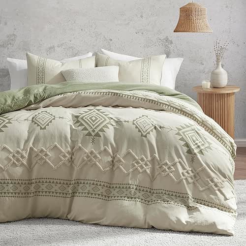 Oli Anderson Boho Duvet Cover Set Queen Size, Beige and