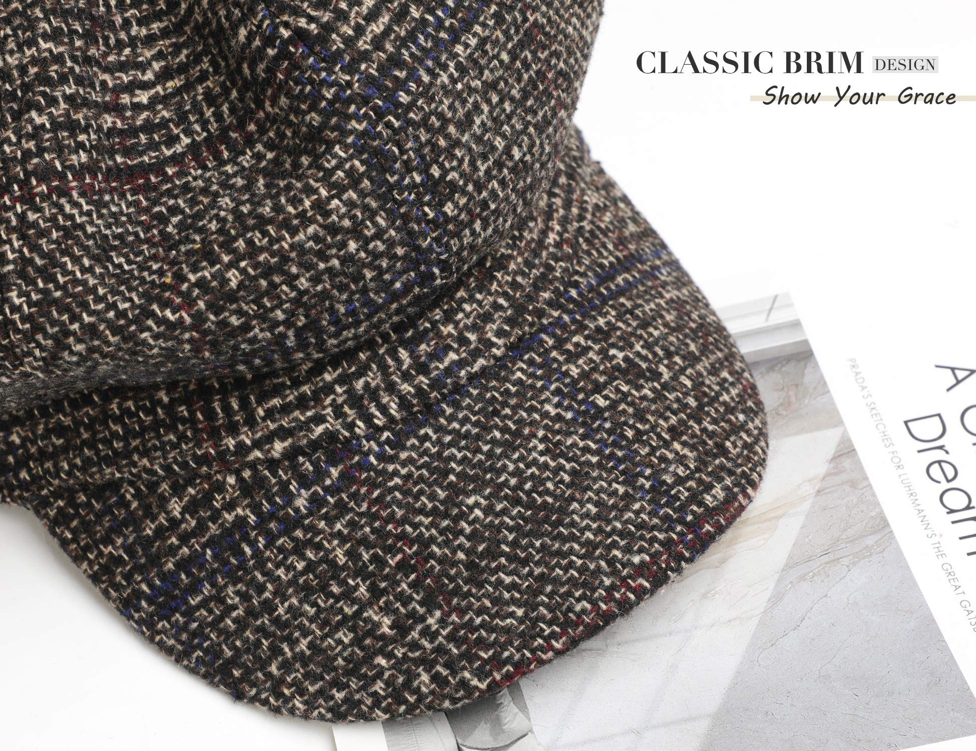 Superora Boinas Mujer Francesa Vintage Sombreros de Mujer Fiesta Invierno Clásico Gorro Caliente Beret Francés Beanie Cozy Enrejado