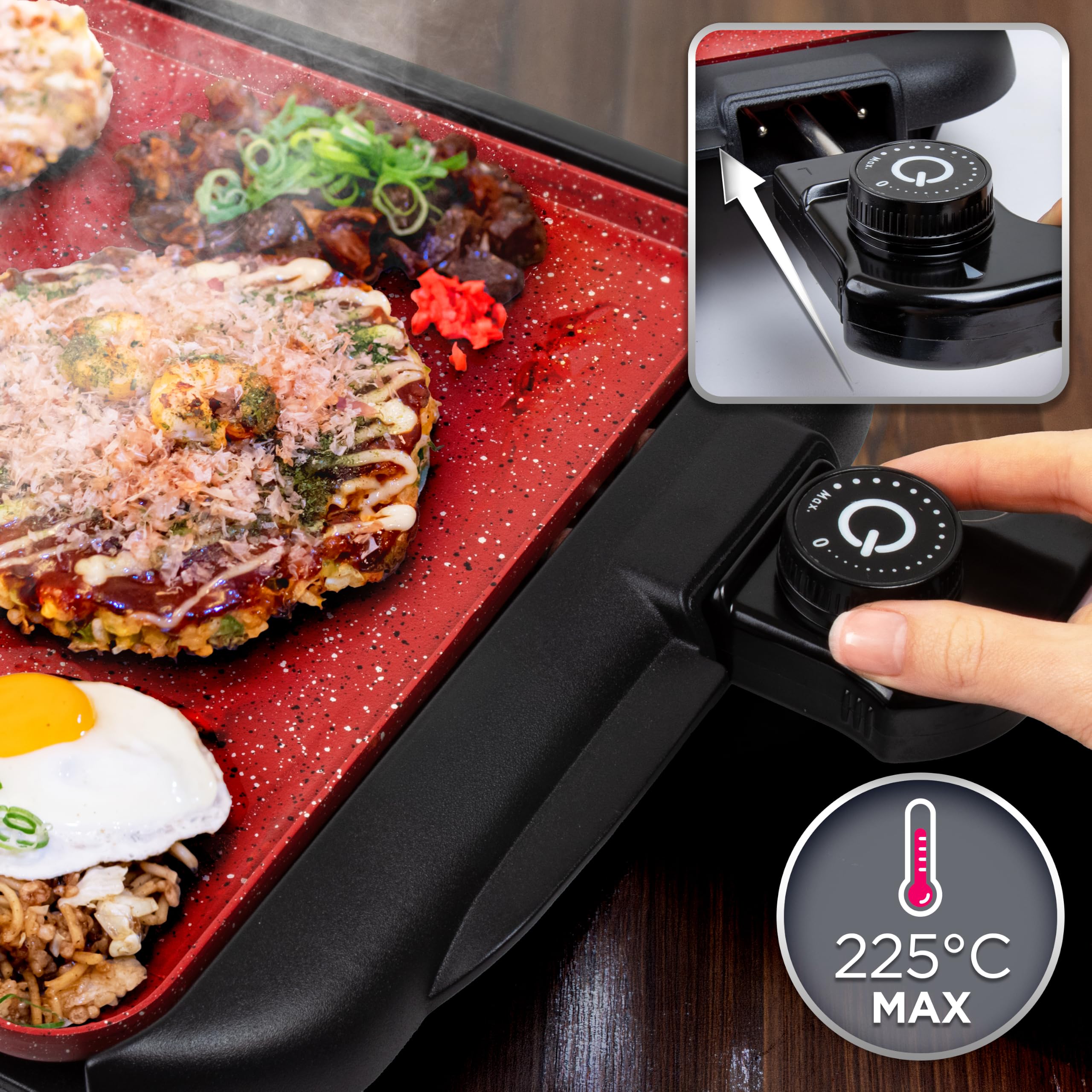 Duronic GP25 Plancha Eléctrica Teppanyaki 2000W 47x26 cm Cerámica Titanio
