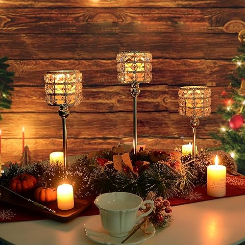 Miniatura 4 de Juego de 3 candelabros para decoración de bodas, centros de mesa de cristal para mesa, portavelas para Halloween, Navidad, fiesta, decoración de