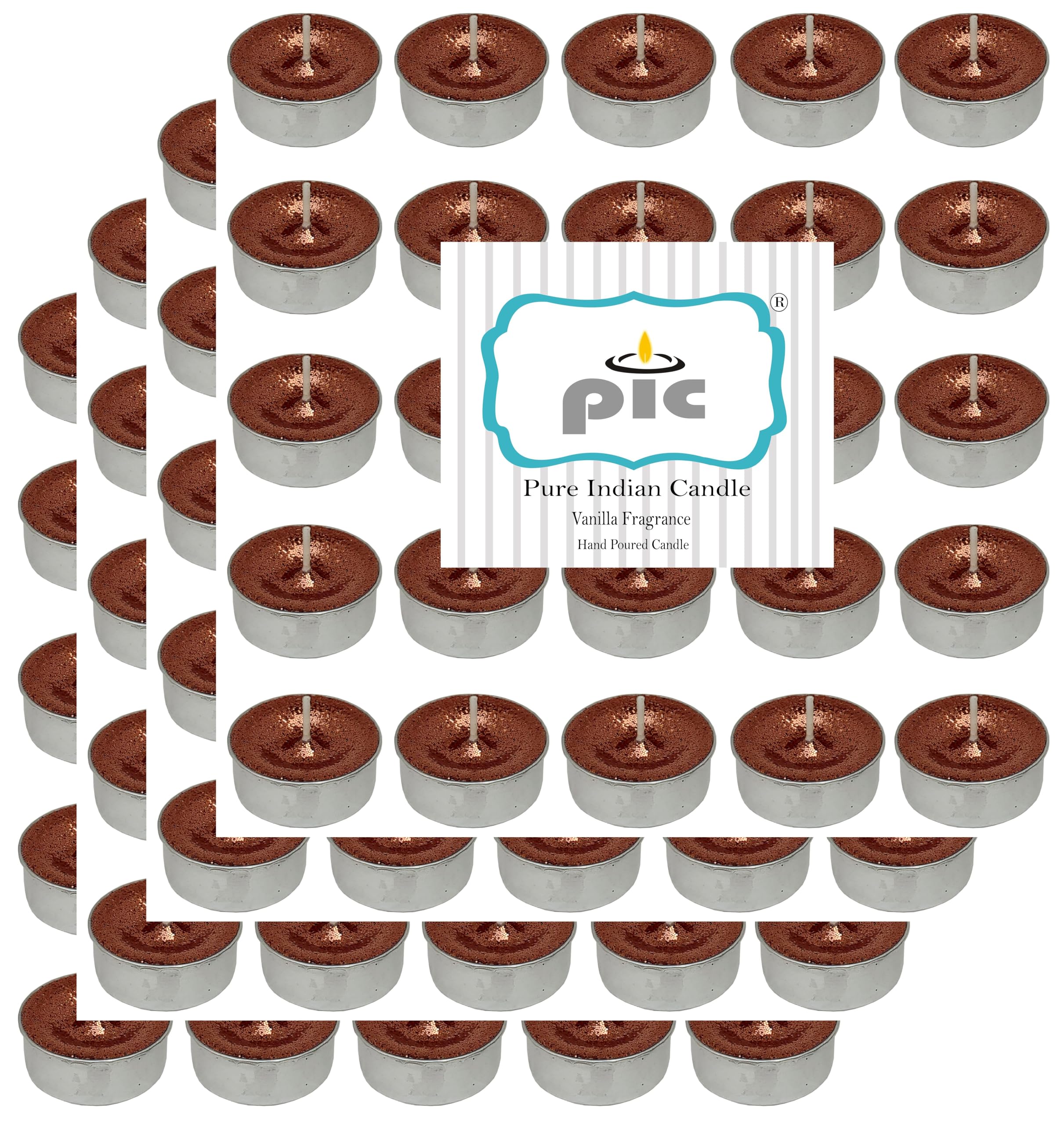 Pure Indian Candle Handmade Vanilla Scented Copper Glitter Tea Light Candle PIC42324 (Pack of 100 Pcs.)