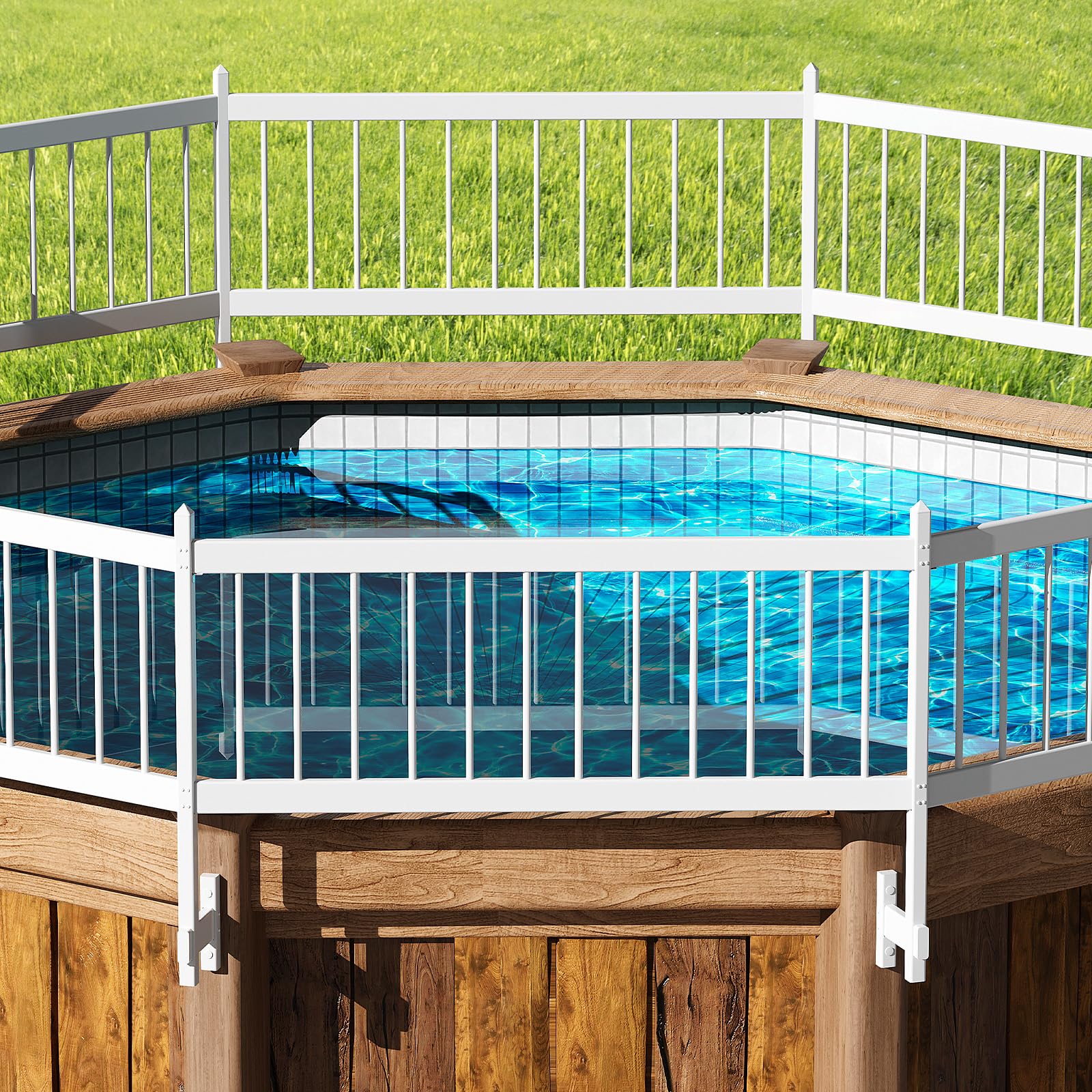 vingli above ground pool safety fence,swimming pool fences, pool fencing,white (kit a-8 sections)