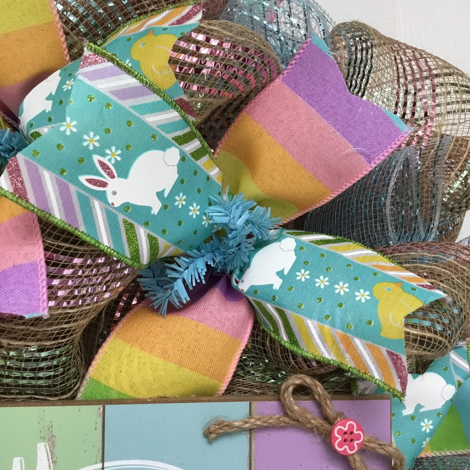 Easter Wreath, Luxury Handmade – Happy Easter Pastel Front Door Decor 24 or 28 Inch