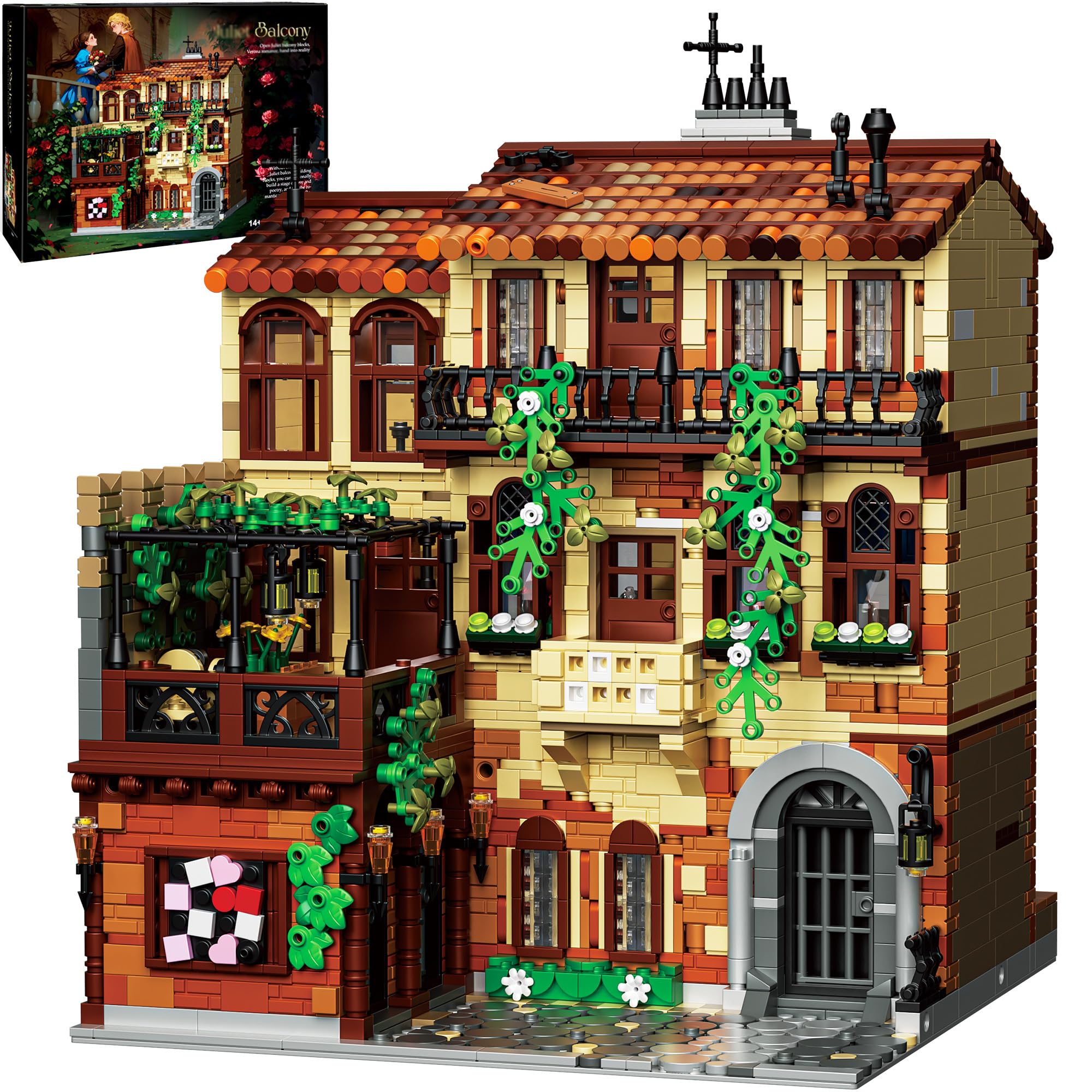 Set di Costruzione Balcone di Verona per Adulti –Italy Villa Rinascimentale Italiana con Balcone e Rampicanti, Modello Architettonico Compatibile con Lego, 3800 Pezzi, 14+