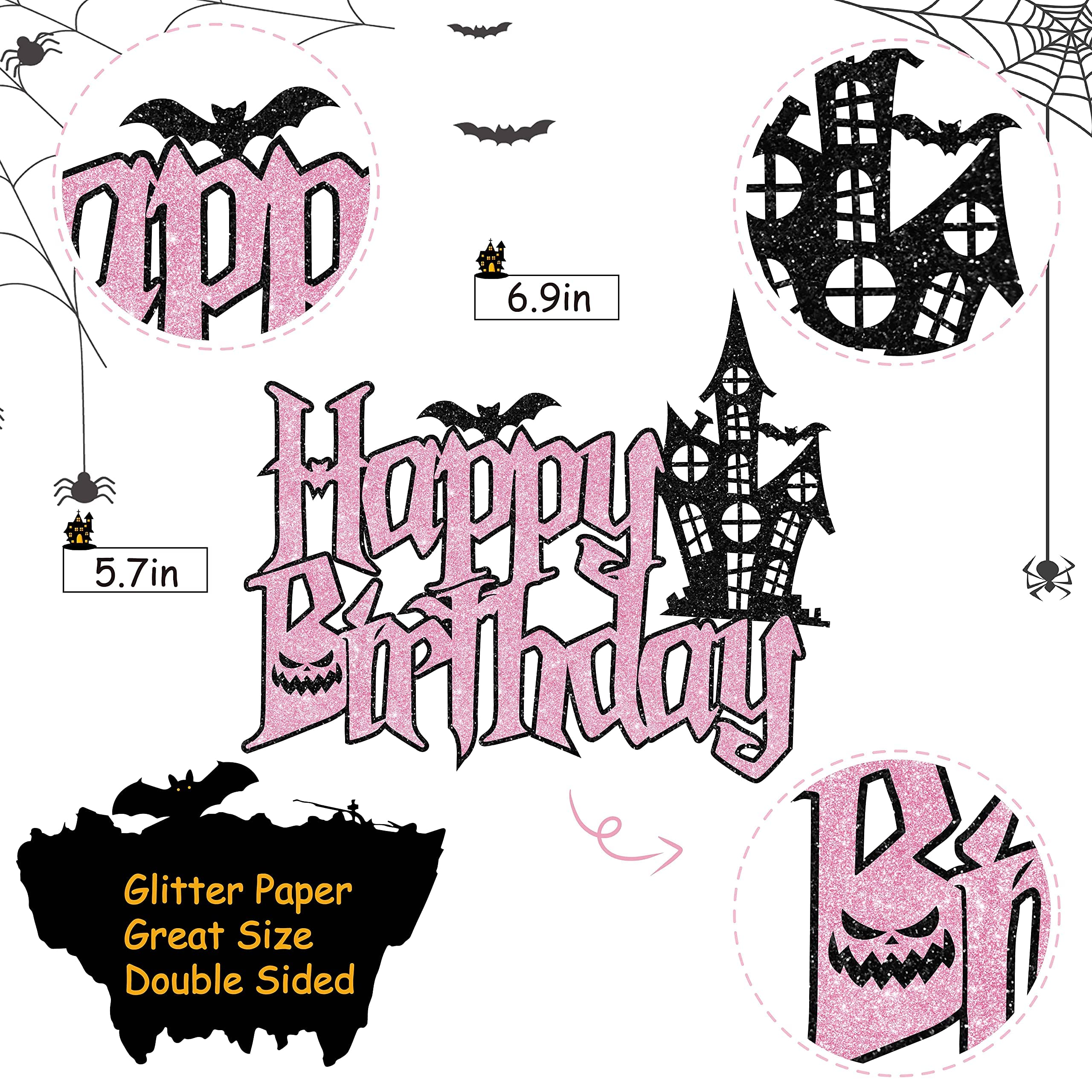 Ercadio Hexen Tortenaufsatz – Happy Birthday Dekoration Mit Glitzer, Vormontiert, Für Halloween & Geburtstag