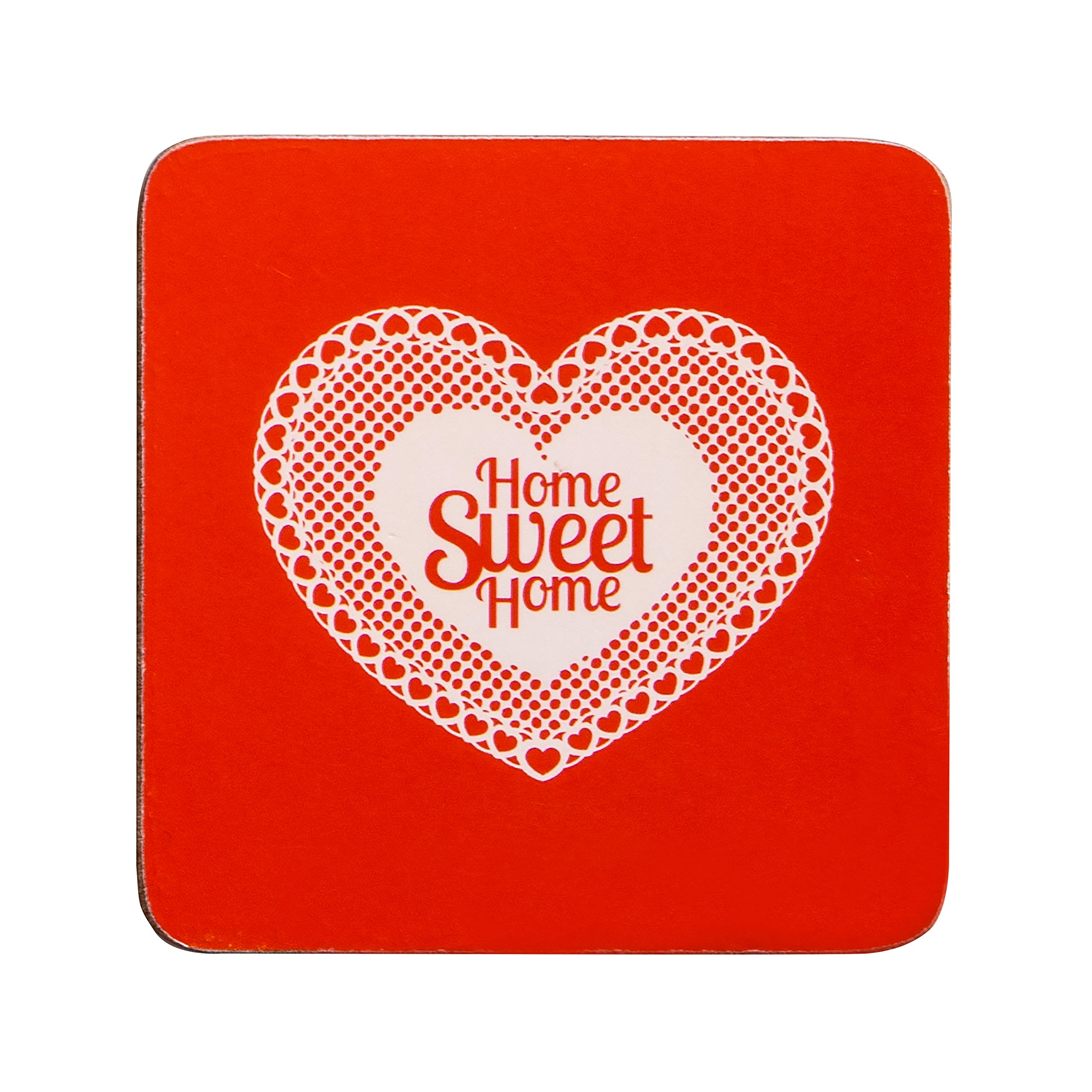 Orsina Home Sweet Home Cork Coasters Set of 4 - Red