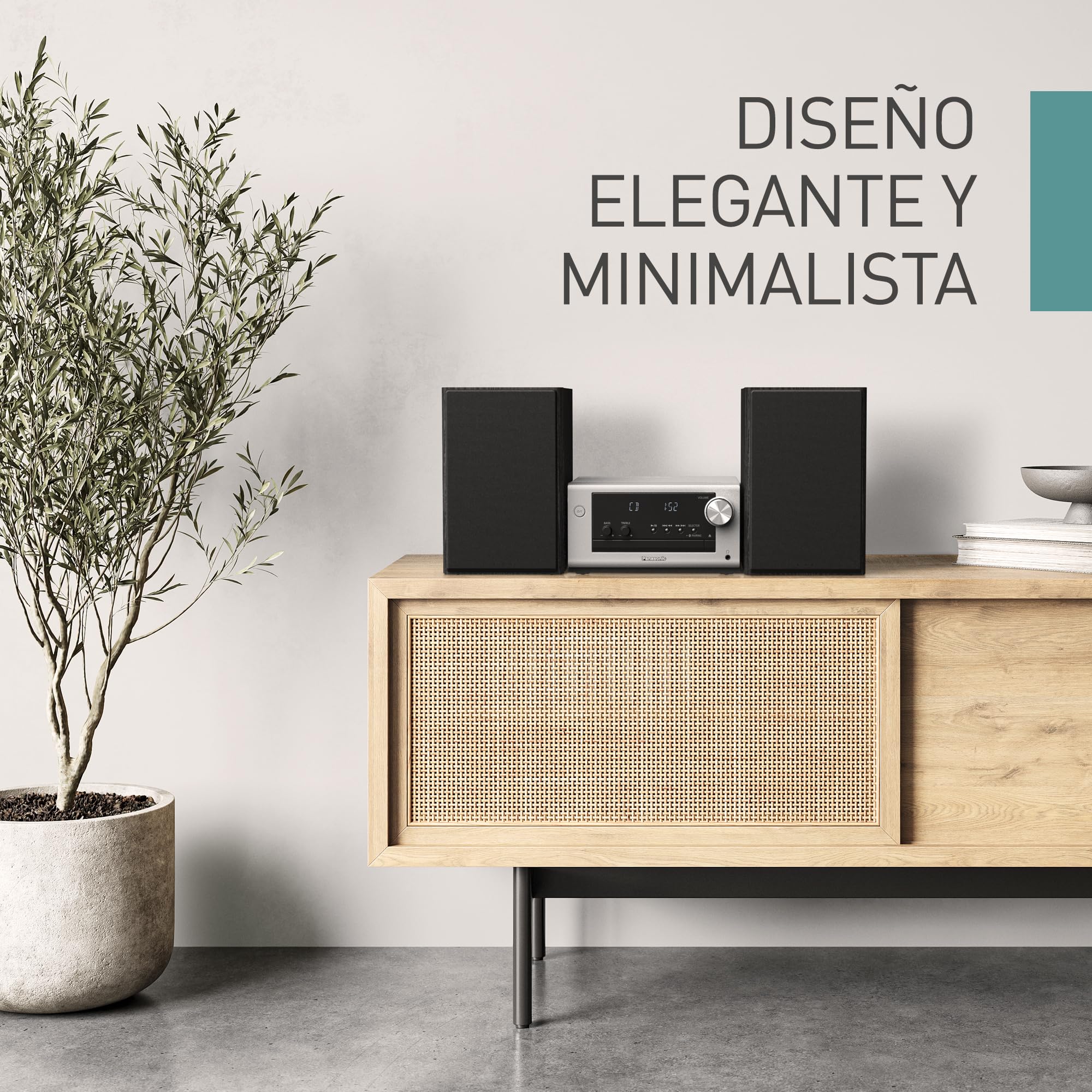 Panasonic SC-PM700EG-S Neat Micro Hi-Fi Sistema Estéreo Compacto con CD, FM Radio, USB y Bluetooth, Altavoces de 80 W, Control De Graves, Plateado