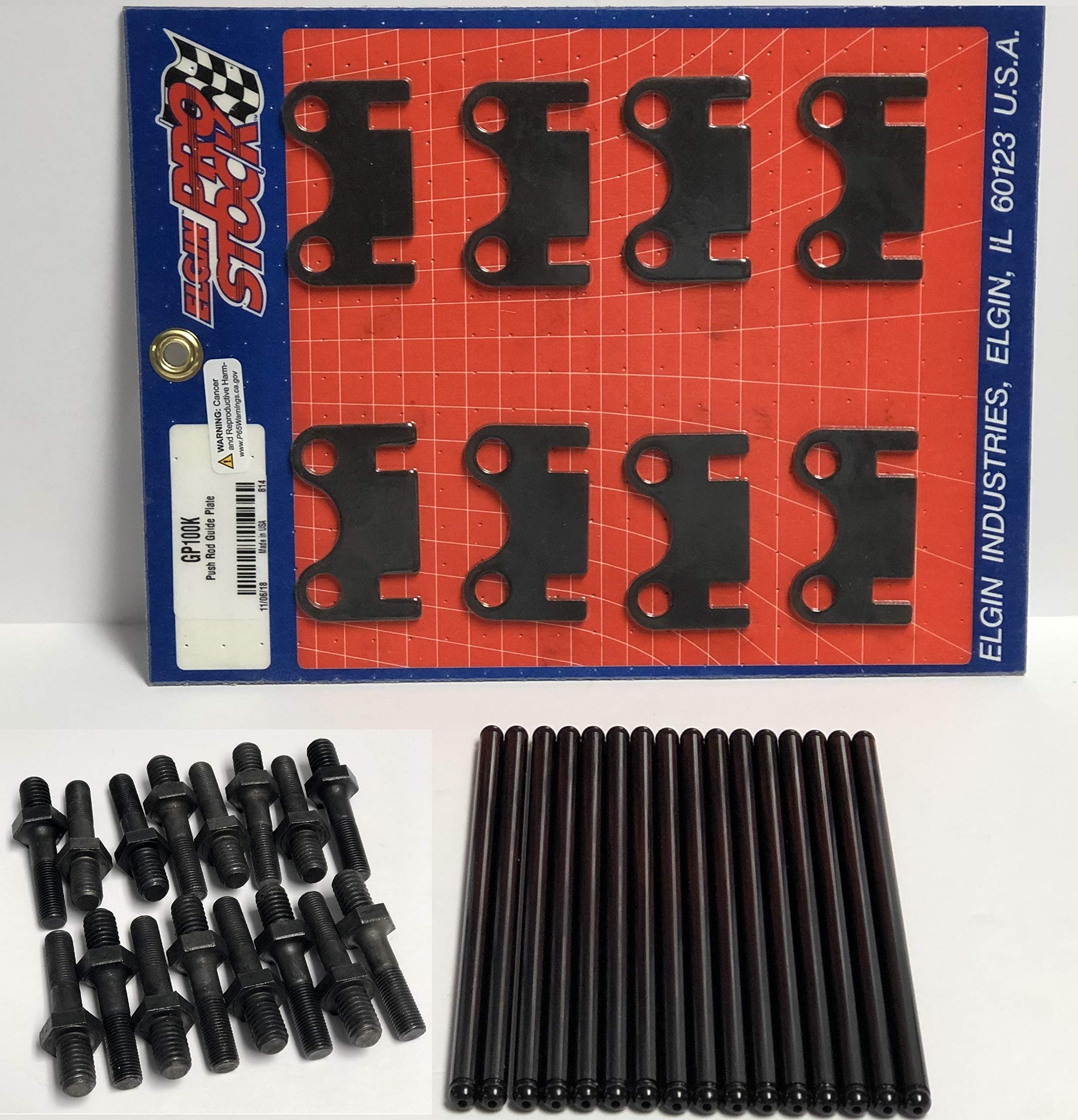 Amazon Com Elgin Industries 5 16 100 Long 7 900 Length Pushrods Flat Guide Plates 3 8 Rocker Arm Studs Compatible With Chevy Small Block 400 350 Automotive
