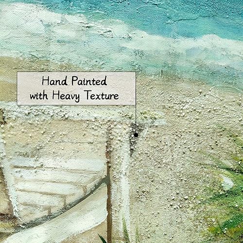 Miniatura 5 de SD SOFT DANCE Arte de pared de playa Pintura de paisaje marino cuadro de escena costera, pintura sobre lienzo para sala de estar (24 x 18 pulgadas x