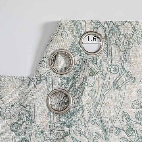 Miniatura 3 de Cortinas florales verde salvia de 84 pulgadas de largo, juego de 2 paneles para sala de estar, cortinas de puerta con estampado texturizado de lino,