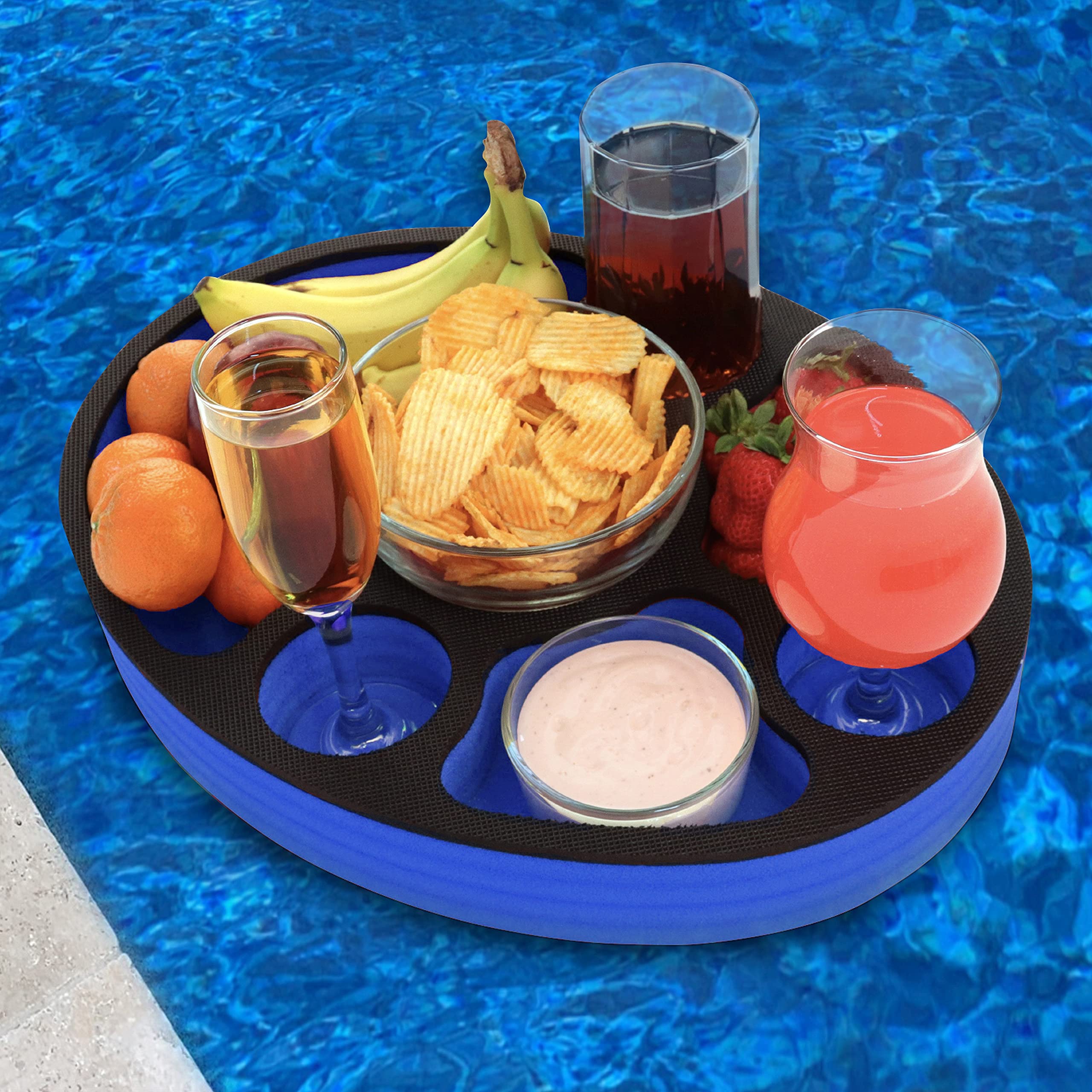 Polar WhaleFloating Spa Hot Tub Bar Drink and Food Table Blue and Black  Refreshment Tray for Pool or Beach Party Float Lounge Durable Foam 17 Inches - Main Image