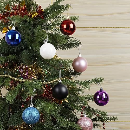 Miniatura 5 de Juego de 24 bolas ornamentales para árbol de navidad Emopeak, 4 estilos, inastillables, para decoración de árbol de navidad, bailes, bodas y más