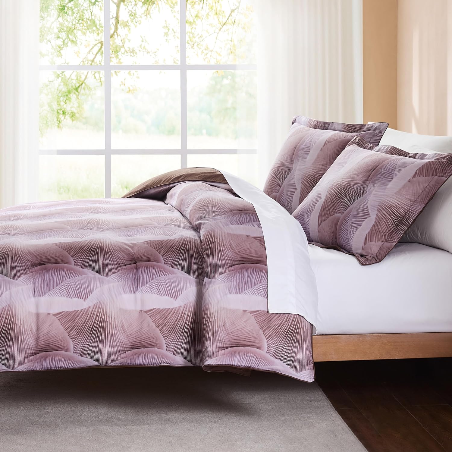 Lush Decor x Chuks Collins Mycelium Dream Duvet Cover 3 Piece Set Queen Dusty Pink - Cotton Duvet Cover Queen - Purple Bedding Set - Pink Duvet - Luxury Bedding image 3 of 6 B0F9216K8X