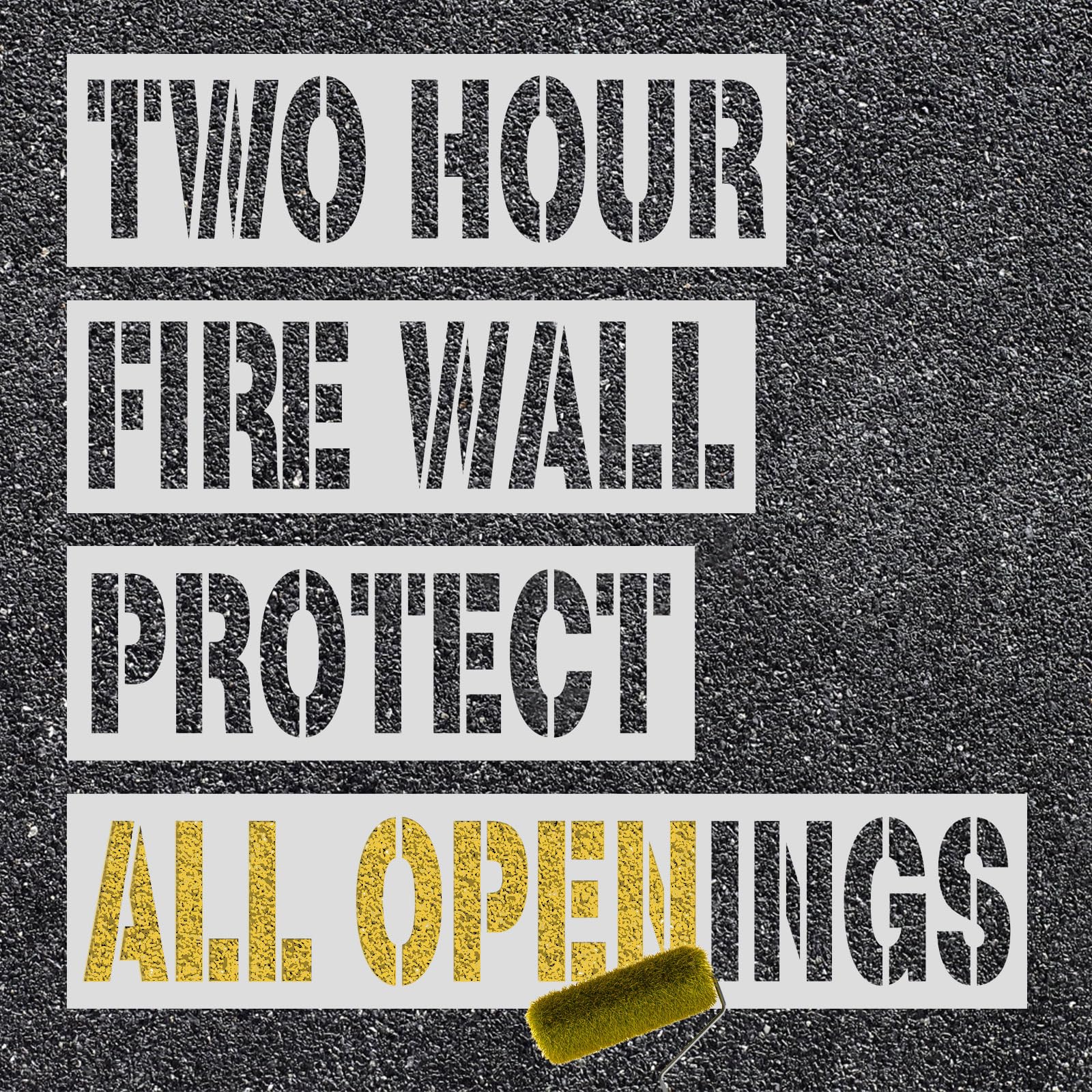 4pcs Fire Wall Stencils - Reusable Barrier Stencils for Two Hour Fire Protection, Paint Rated, Warning Signs for Construction Site Openings
