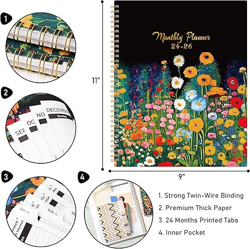 Miniatura 3 de Agenda mensual 2024-2026, agenda mensual de 2 años, julio 2024 a junio 2026, calendario mensual 2024-2026, 8.5 x 11 pulgadas, agenda mensual con