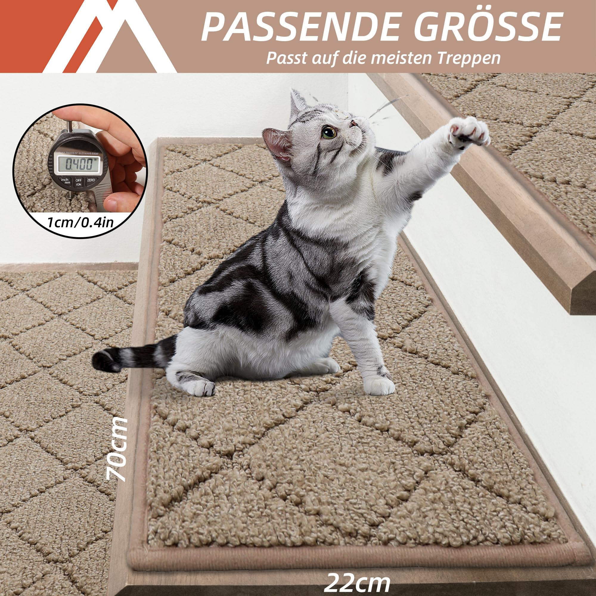 COSY HOMEER 4 stuks traptredematten, 70 x 22 cm, antislip trapmatten