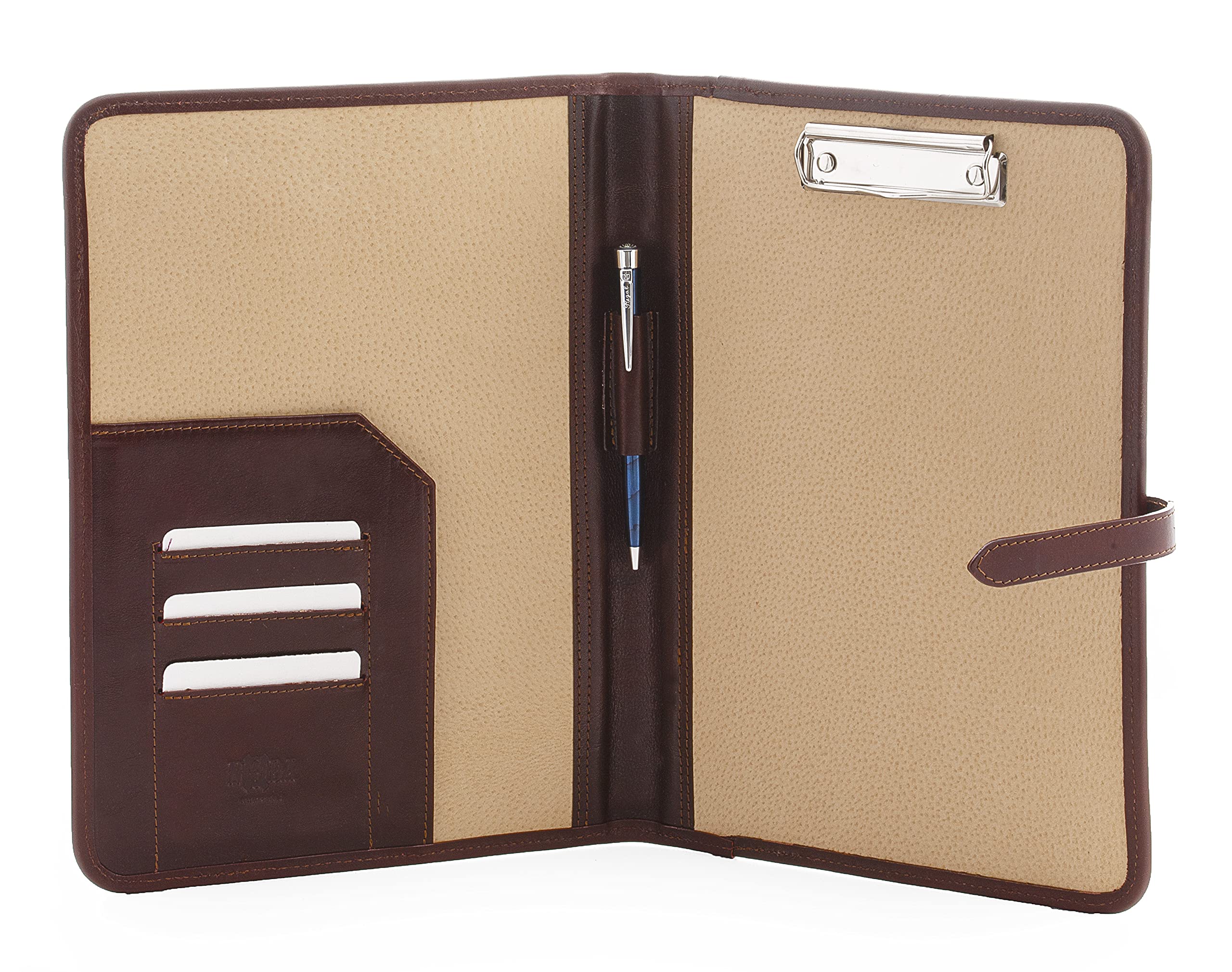 A4 Leder Klemmbrettmappe Braun – Handgefertigte Leder Notizmappe mit Klemme & hochwertige Schreibunterlage – Edle Leder Schreibplatte, A4 Klemmbrett Leder & Dokumentenhalter Leder - Noda