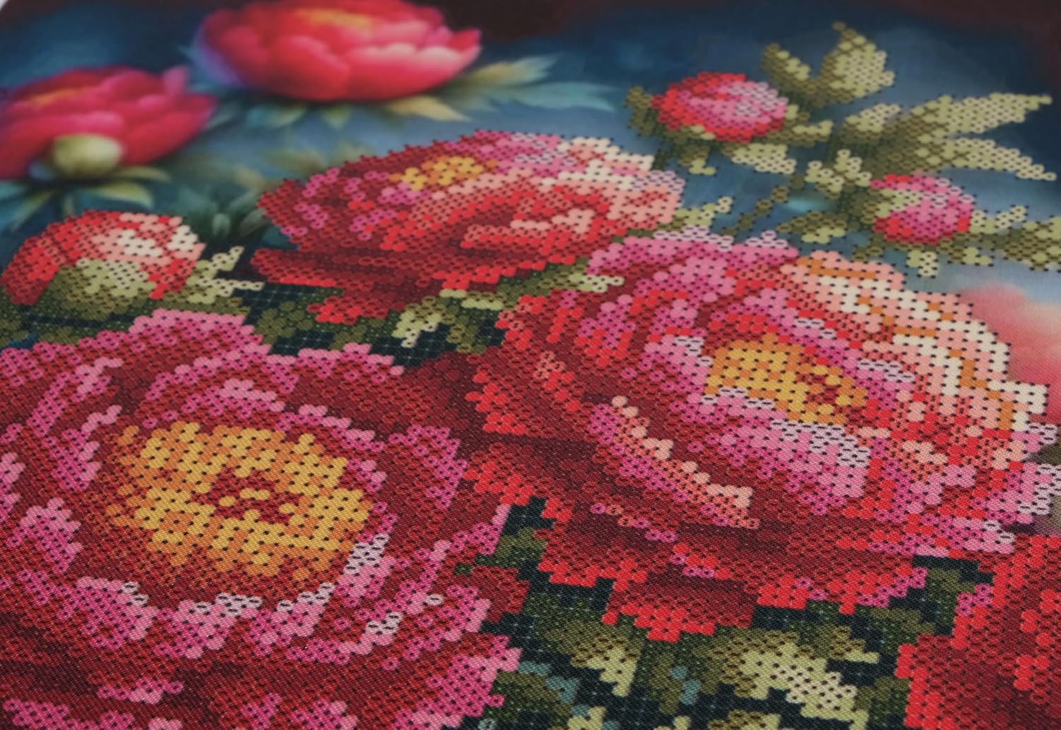 AllAboutEmbroideryUA Bead Embroidery kit Night Peony DA-2112 Beaded Cross Stitch Floral Beadwork